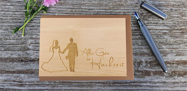 individual wooden wedding card